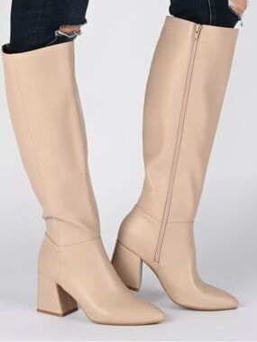 Journee Collection Wide Calf Knee High Boot - Beige/Cream